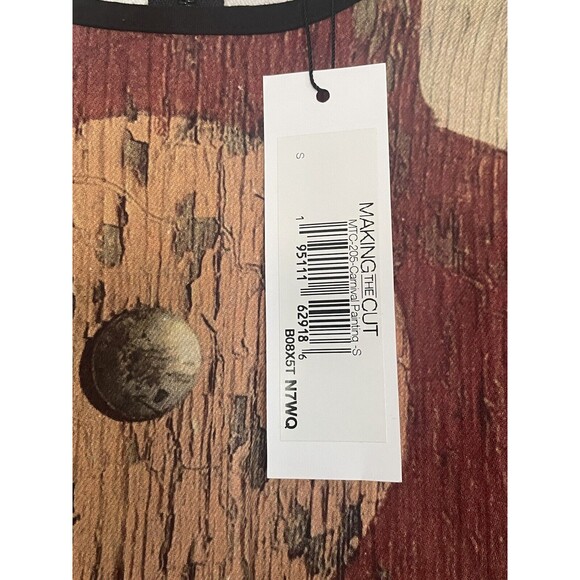 Making the Cut Women's Winning Look Gary's Dress, Beige Burgundy Paint Print XS - Picture 4 of 9